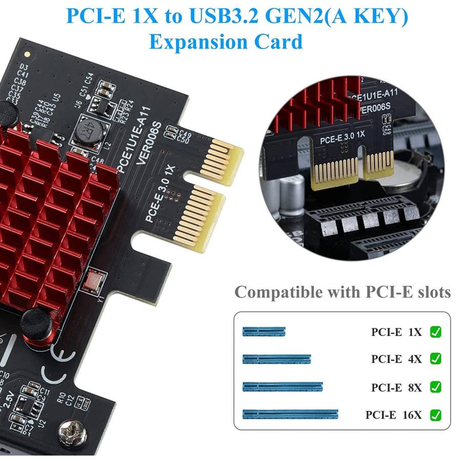 Oidnvay PCIE USB 3.1 GEN2 タイプ E 拡張カード、10Gbps PCI Oidnvay PCIE USB 3.1 GEN2 タイプ E 拡張カード、10Gbps PCI