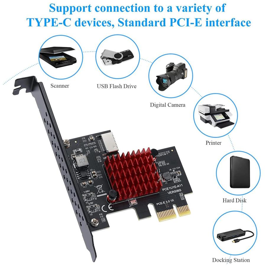 Oidnvay PCIE USB 3.1 GEN2 タイプ E 拡張カード、10Gbps PCI Oidnvay PCIE USB 3.1 GEN2 タイプ E 拡張カード、10Gbps PCI