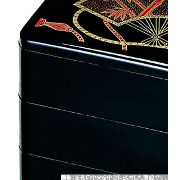 J-kitchens 御節重箱 日本製 3段 6寸 黒招福扇面 18.1cm x 18.1cm x 16.3cm |  | 01