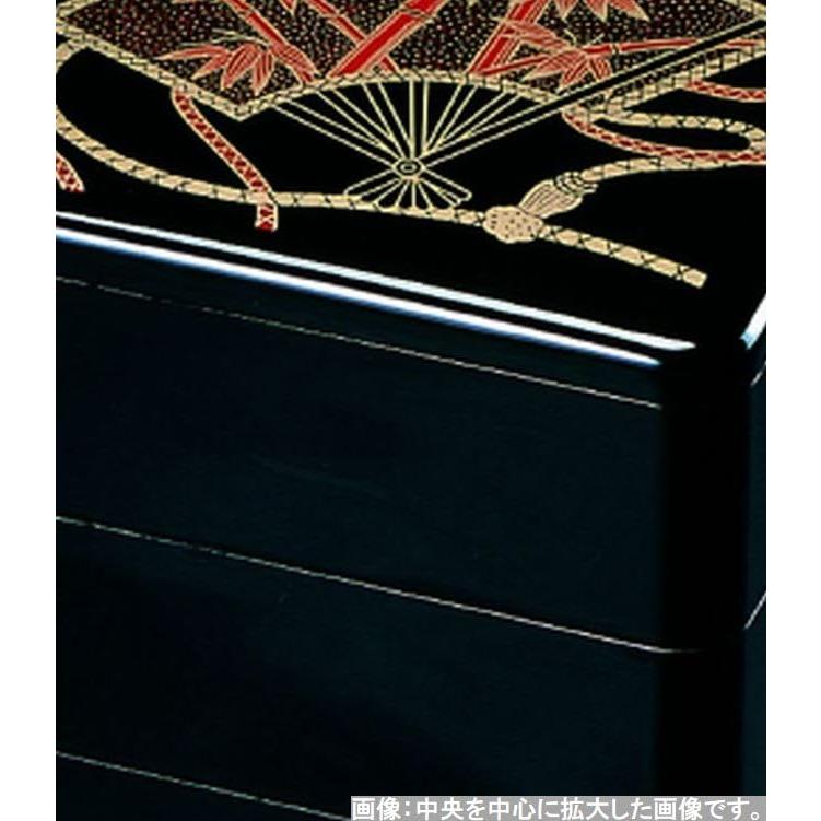 J-kitchens 御節重箱 日本製 3段 6寸 黒招福扇面 18.1cm x 18.1cm x 16.3cm |  | 02