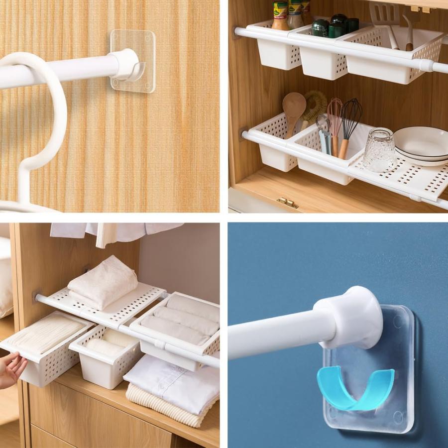 DFsucces 突っ張り棒 支え 補強 6個入 3.8mm つっぱり棒落下防止 強力粘着 穴開け不要 取り付け簡単 壁付け テープ付き 落ちない 固 |  | 05