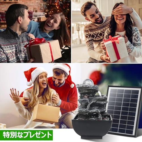 NFESOLAR ソーラー 噴水 ソーラーポンプ ミニ噴水 卓上噴水 ミニ滝 インテリア ガーデンDIY 太陽光充電 夜稼働無し 水循環 2way取り_5