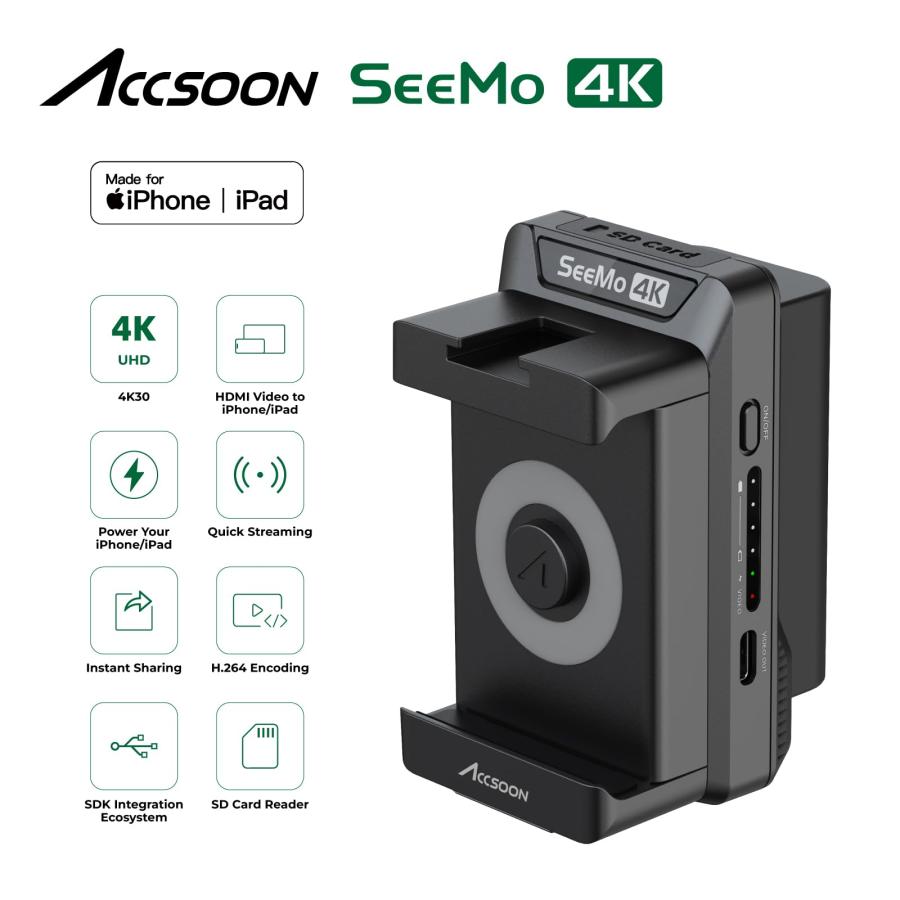 Accsoon UIT03 4K対応HDMI to iOS ビデオキャプチャーアダプター SeeMo
