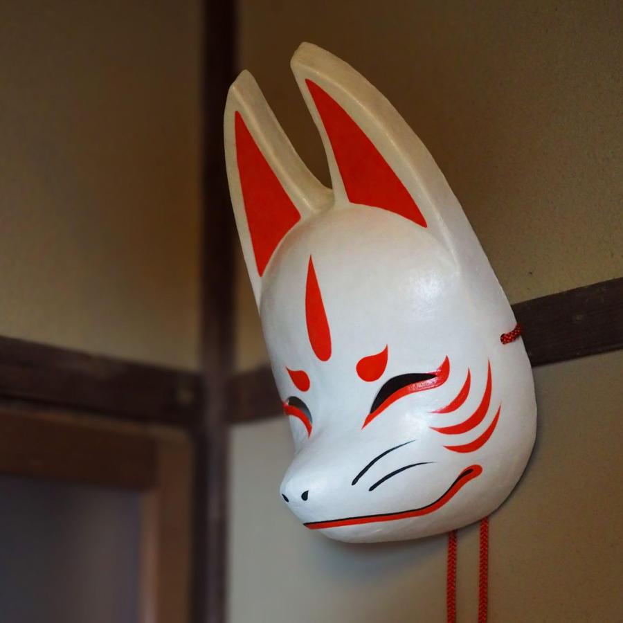 伝統工芸品張子狐面】キツネのお面インテリア異装用ファングッズ [相楽
