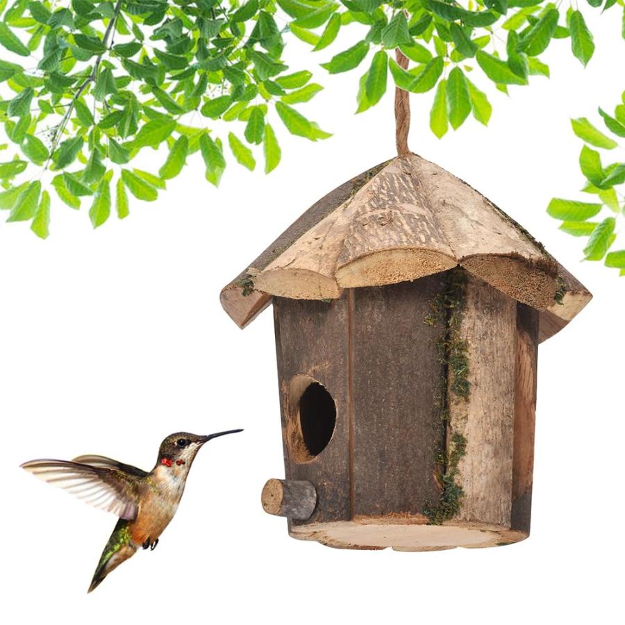 屋外用の巣箱 木製の自然の鳥の家 屋外用の巣箱スズメのハチドリのため