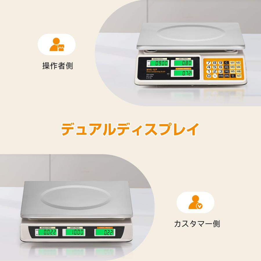 Bonvoisin 料金はかり デジタルはかり 40kg/2g 金額累積機能 風袋引き