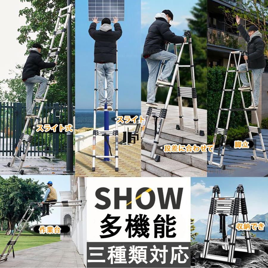 xixi-home 伸縮はしご 耐荷重150KG 2.5m+2.5m 最長5m 両用 スライド式