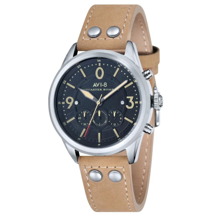 AVI-8 アヴィエイト 電池式クォーツ 腕時計 メンズ AV-4024-02 44mm 文字盤ブラック（黒） 並行輸入品