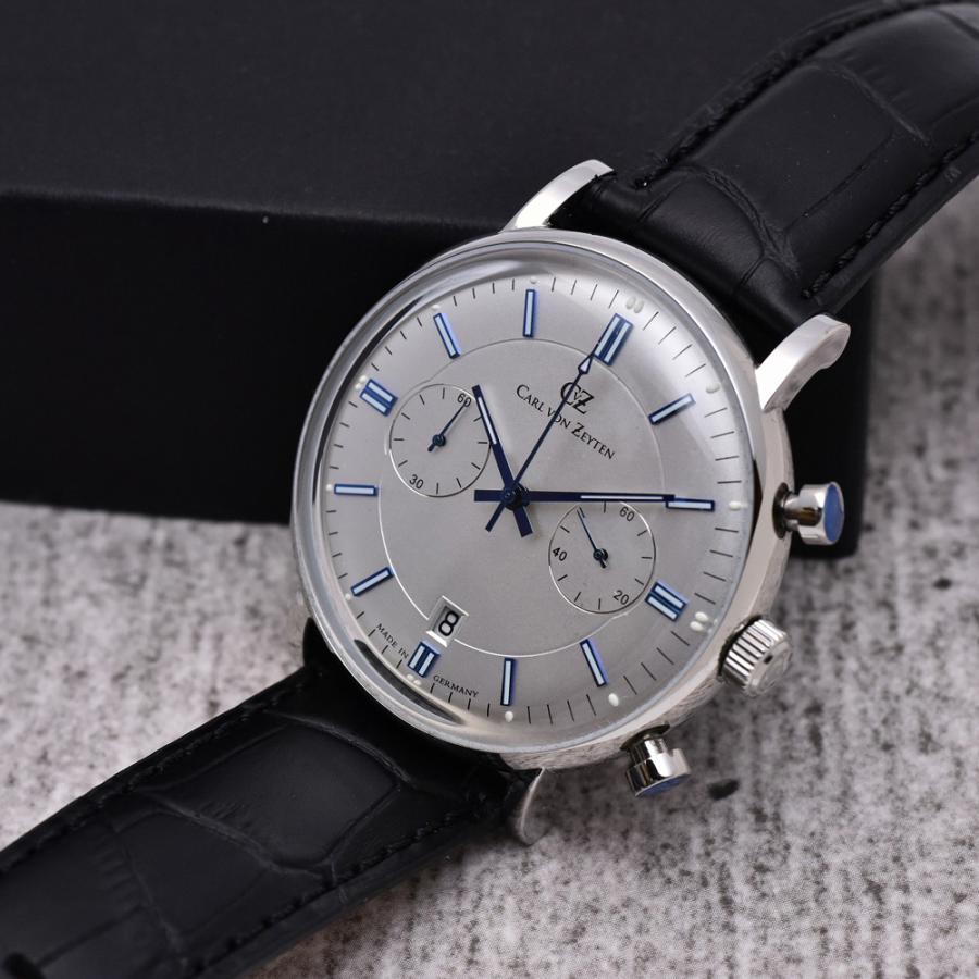 腕時計 メンズ 40代 クロノグラフ 電池式クォーツ ドイツ ブランド Carl von Zeyten カール・フォン・ツォイテン ケース幅:44mm 品番:CVZ0037WH｜googoods｜05