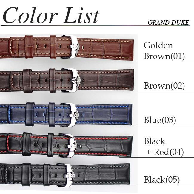 HIRSCH/GRAND DUKE ヒルシュ/グランドデューク 腕時計交換ベルト 18mm/20mm/22mm/24mm 100M耐水 アリゲーター型押 カーフレザー h14_1