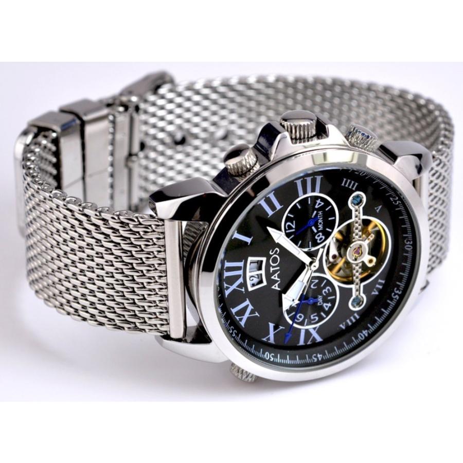 腕時計 メンズ 自動巻 スケルトン ブラック MZI エムゼーアイ AATOS