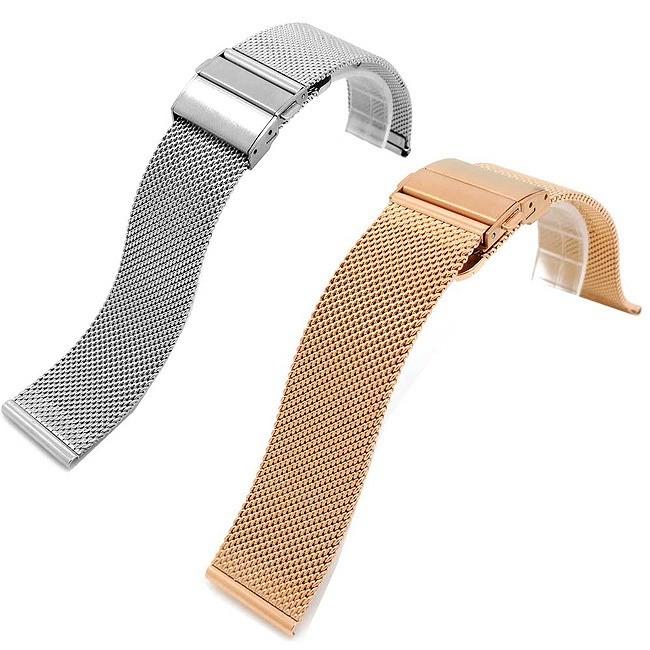 交換用 腕時計ベルト 汎用品 メッシュステンレスベルト 幅18mm