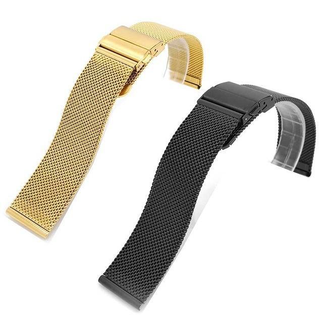 交換用 腕時計ベルト 汎用品 メッシュステンレスベルト 幅18mm/20mm