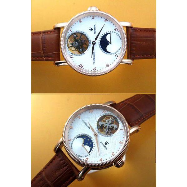 MINORVA トゥールビヨン+ムーンフェイズ+日付カレンダー手巻き腕時計 送料無料】スイスMINORVA ミノルヴァ クラシック トゥールビヨン