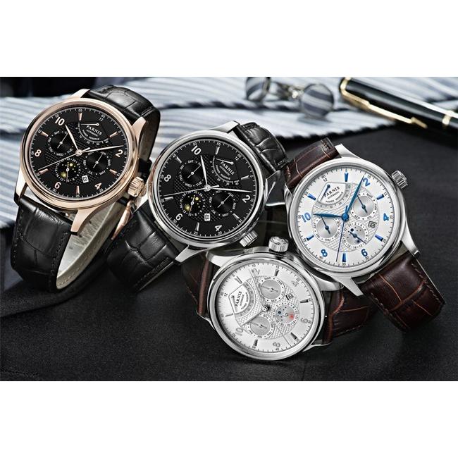 新品同様PARNIS 自動巻　パワーリザーブ　レトログラードカレンダー メンズ腕時計 PARNIS パーニス 自動巻き カレンダー PA6062A