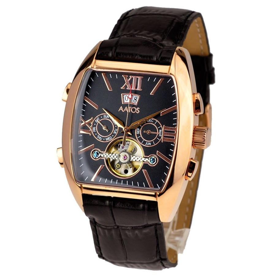 腕時計 メンズ 自動巻 カレンダー ブラック MZI エムゼーアイ AATOS  