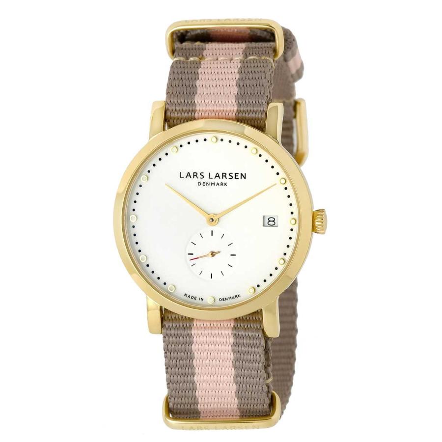 LARS LARSEN ラースラーセン 電池式クォーツ 腕時計 レディース ケース幅:35mm 品番:WH137GW-SNG18