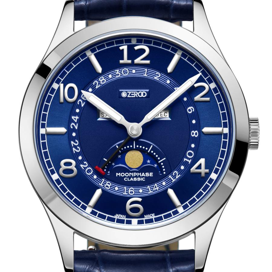 高評価続出！ 腕時計 メンズ 40代 ムーンフェイズ サファイアガラス 電池式クォーツ ケース幅:38mm 日本 ブランド ZEROO CLASSIC 品番:ZC002SBL 【K2958200451】(14850円)