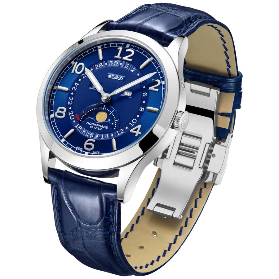 高評価続出！ 腕時計 メンズ 40代 ムーンフェイズ サファイアガラス 電池式クォーツ ケース幅:38mm 日本 ブランド ZEROO CLASSIC 品番:ZC002SBL 【K2958200451】(14850円)