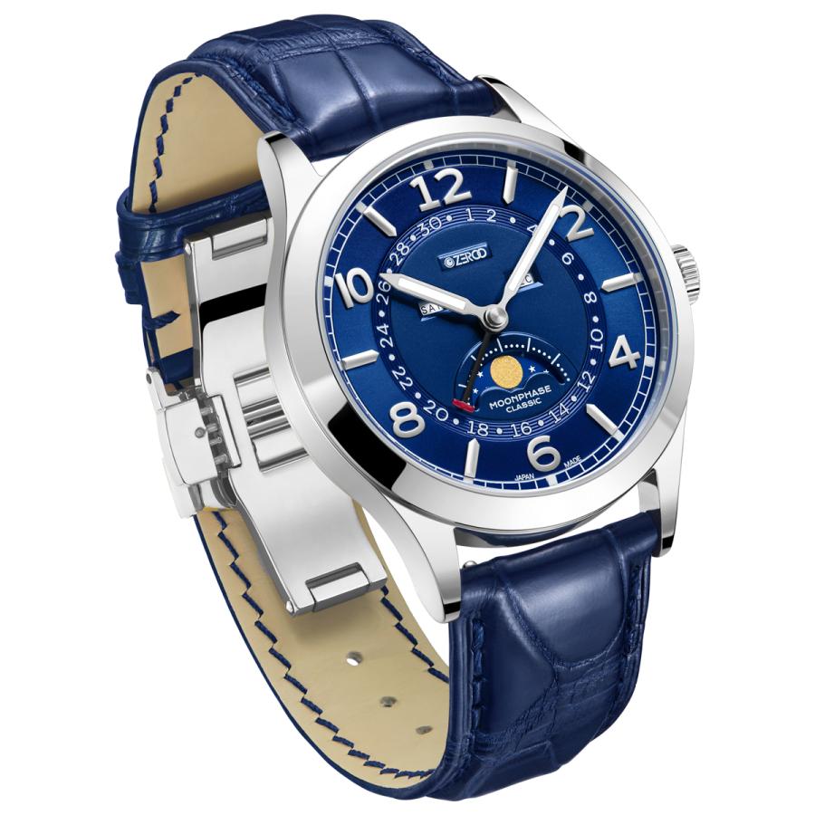 高評価続出！ 腕時計 メンズ 40代 ムーンフェイズ サファイアガラス 電池式クォーツ ケース幅:38mm 日本 ブランド ZEROO CLASSIC 品番:ZC002SBL 【K2958200451】(14850円)