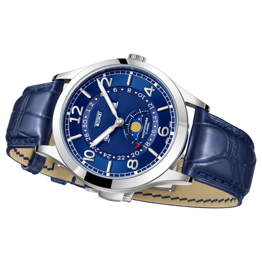 高評価続出！ 腕時計 メンズ 40代 ムーンフェイズ サファイアガラス 電池式クォーツ ケース幅:38mm 日本 ブランド ZEROO CLASSIC 品番:ZC002SBL 【K2958200451】(14850円)