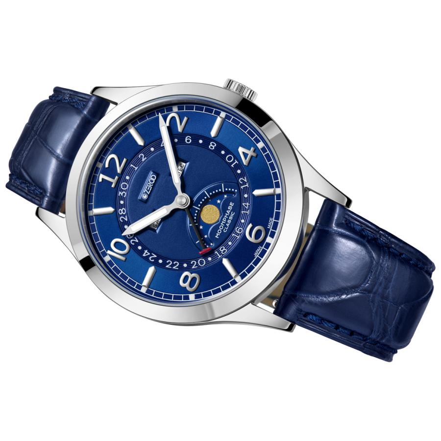 高評価続出！ 腕時計 メンズ 40代 ムーンフェイズ サファイアガラス 電池式クォーツ ケース幅:38mm 日本 ブランド ZEROO CLASSIC 品番:ZC002SBL 【K2958200451】(14850円)