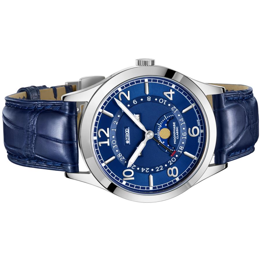 高評価続出！ 腕時計 メンズ 40代 ムーンフェイズ サファイアガラス 電池式クォーツ ケース幅:38mm 日本 ブランド ZEROO CLASSIC 品番:ZC002SBL 【K2958200451】(14850円)