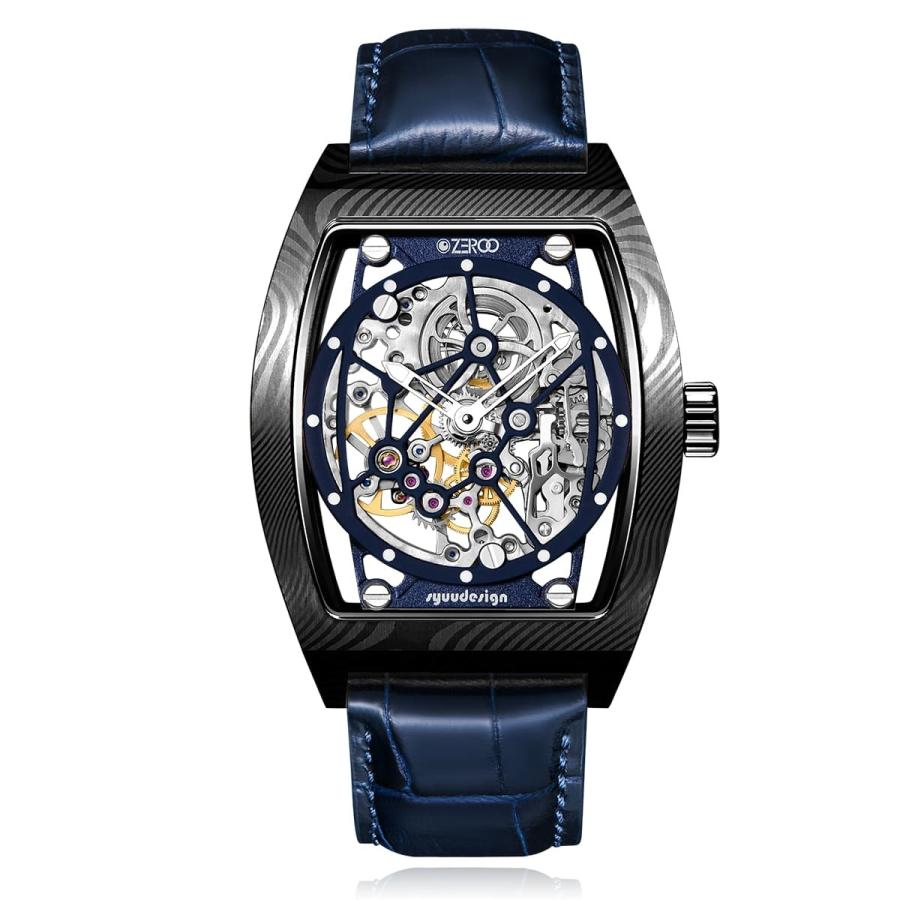 腕時計 機械式 手巻き サファイアガラス ダマスカス スケルトン