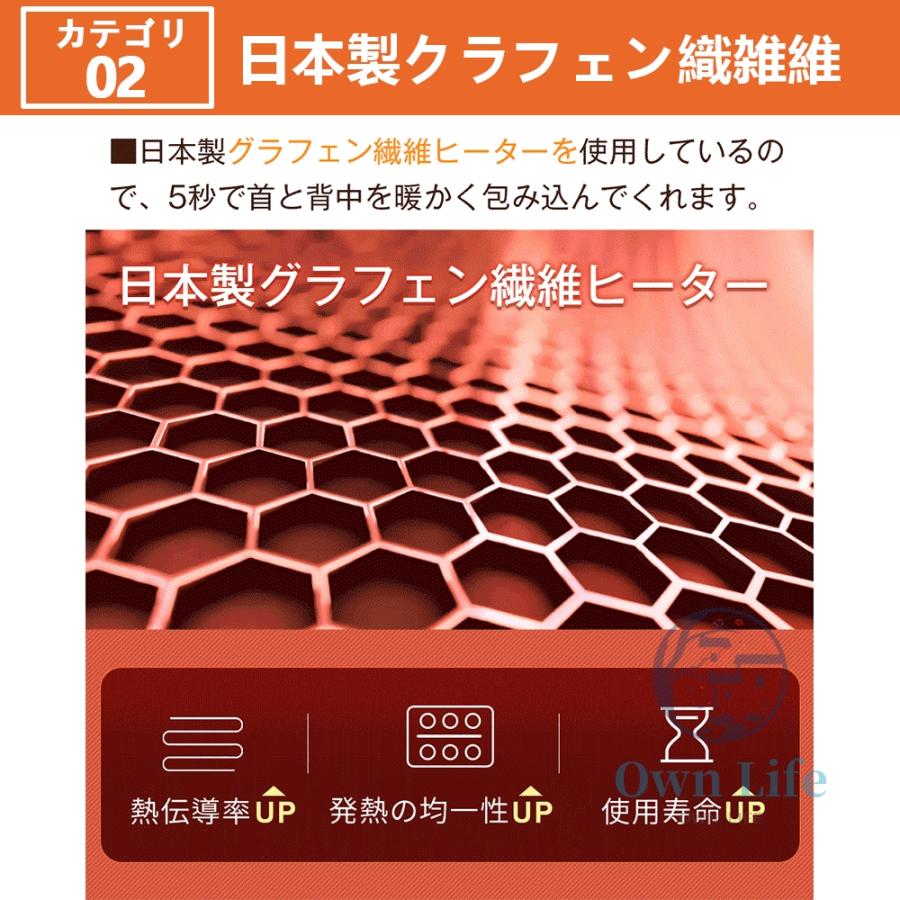 電熱ベスト バッテリー usb 充電式 日本製繊維ヒーター 13箇所発熱 前後独立温度設定 3段温度調整 5秒速暖 男女兼用 レディース メンズ 防寒着 2023 強化版｜goood-shop｜03