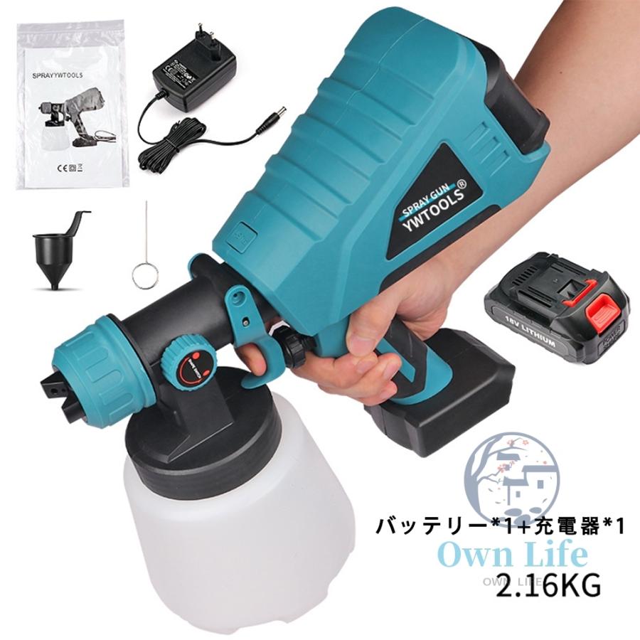 スプレーガン 電動 マキタ 18Vバッテリー互換対応 塗装ガン 塗料 パワースプレー 互換製品 ノズル4幅調整可能 ※バッテリー・充電器 別売 18ボルト 14.4ボルト｜goood-shop｜13