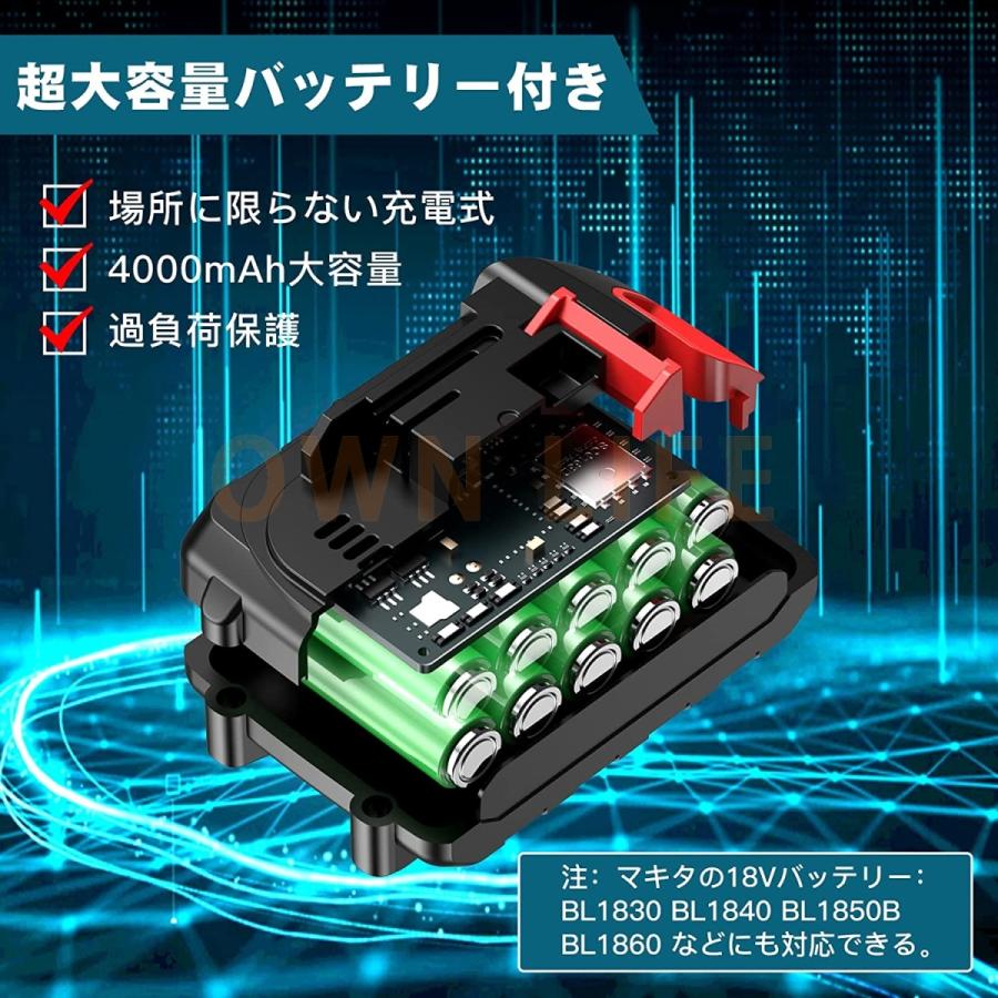 チェーンソー 充電式 マキタ 18Vバッテリー対応 電動 チェンソー  12インチ 30cm切段 自動給油 電動のこぎり 軽量 強力 木工切断 伐採 薪作り 庭木の剪定｜goood-shop｜07