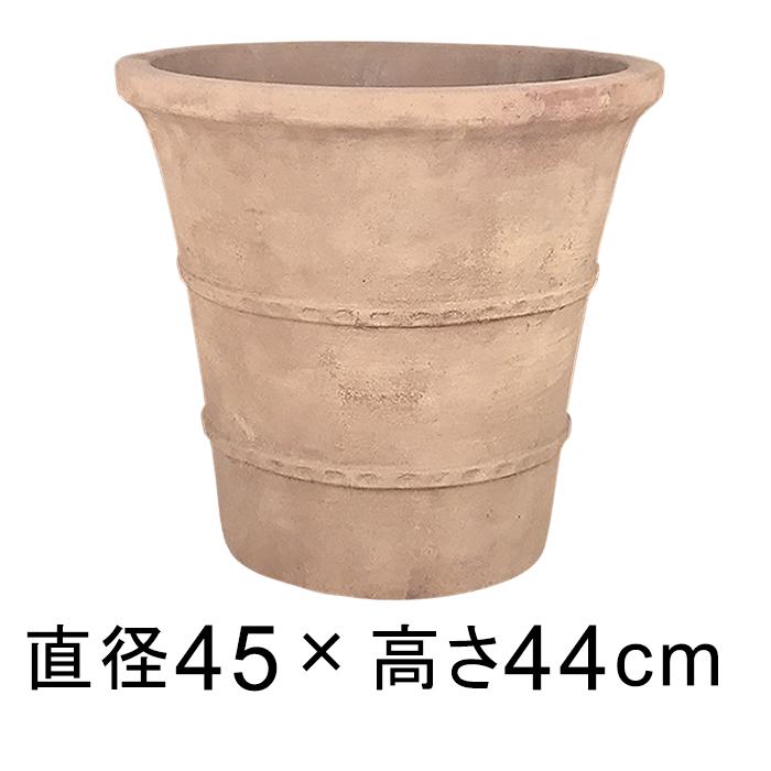国内配送 植木鉢 大型 横ライン丸型 アンティーク 素焼き鉢 テラコッタ Rv 45cm ショコラ メーカー直送 日時指定 同梱 返品 保障できる Tiebreak Fr