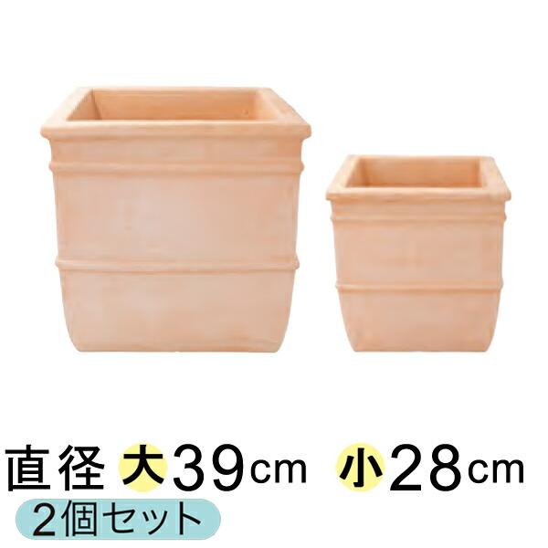 横ライン 角型 素焼き鉢 テラコッタ鉢 Rv1708tc Ms 園芸用品 Rv1708tc Ms 素焼き鉢 植木鉢 鉢カバー専門店グーポット 大小2個セット 大小2個セット メーカー直送 日時指定不可 同梱不可 代引不可 返品不可