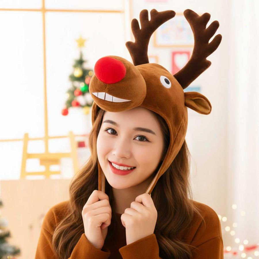 トナカイ コスプレ 帽子 おもしろ サンタ 鹿 着ぐるみ クリスマス 仮装