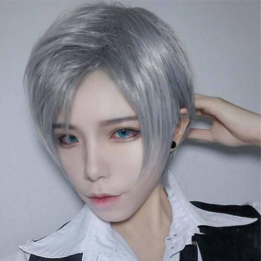 フルウィッグ ウィッグネット付き メンズ 男装 コスプレ ショート グレー 灰色 通販 フルウィッグ ウィッグネット付き メンズ 男装 コスプレ ショート グレー 灰色