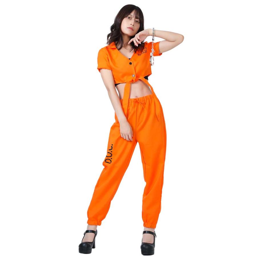 囚人服 オレンジ 囚人 コスプレ 衣装 ハロウィン 仮装 コスチューム