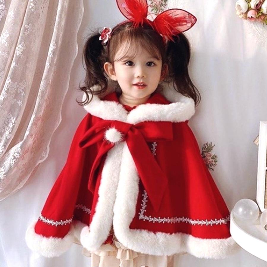 クリスマス ポンチョ キッズ サンタ ケープ サンタクロース 仮装