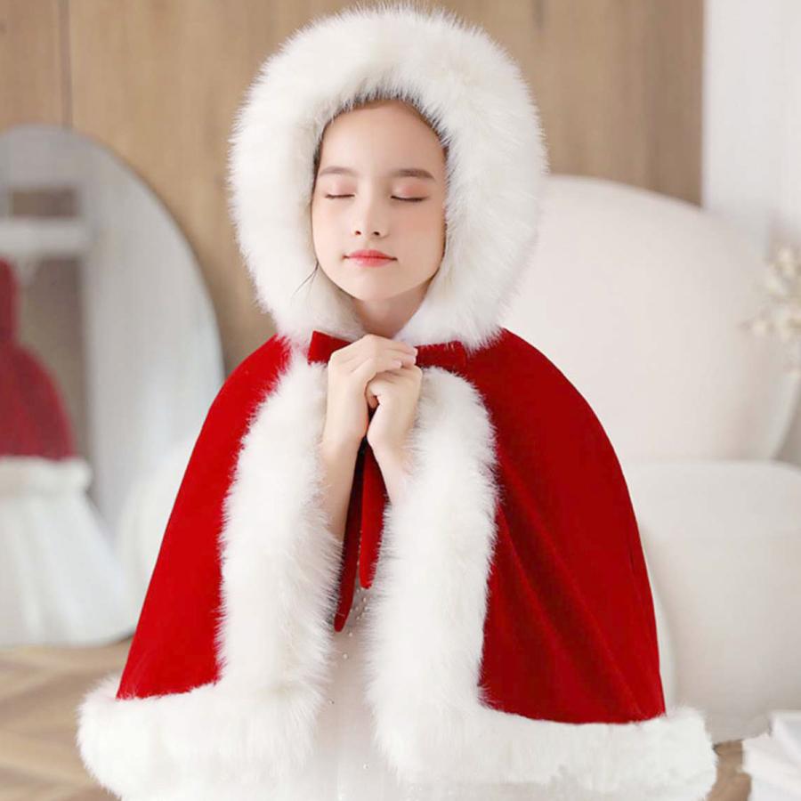 クリスマス ポンチョ キッズ サンタ ケープ サンタクロース 仮装