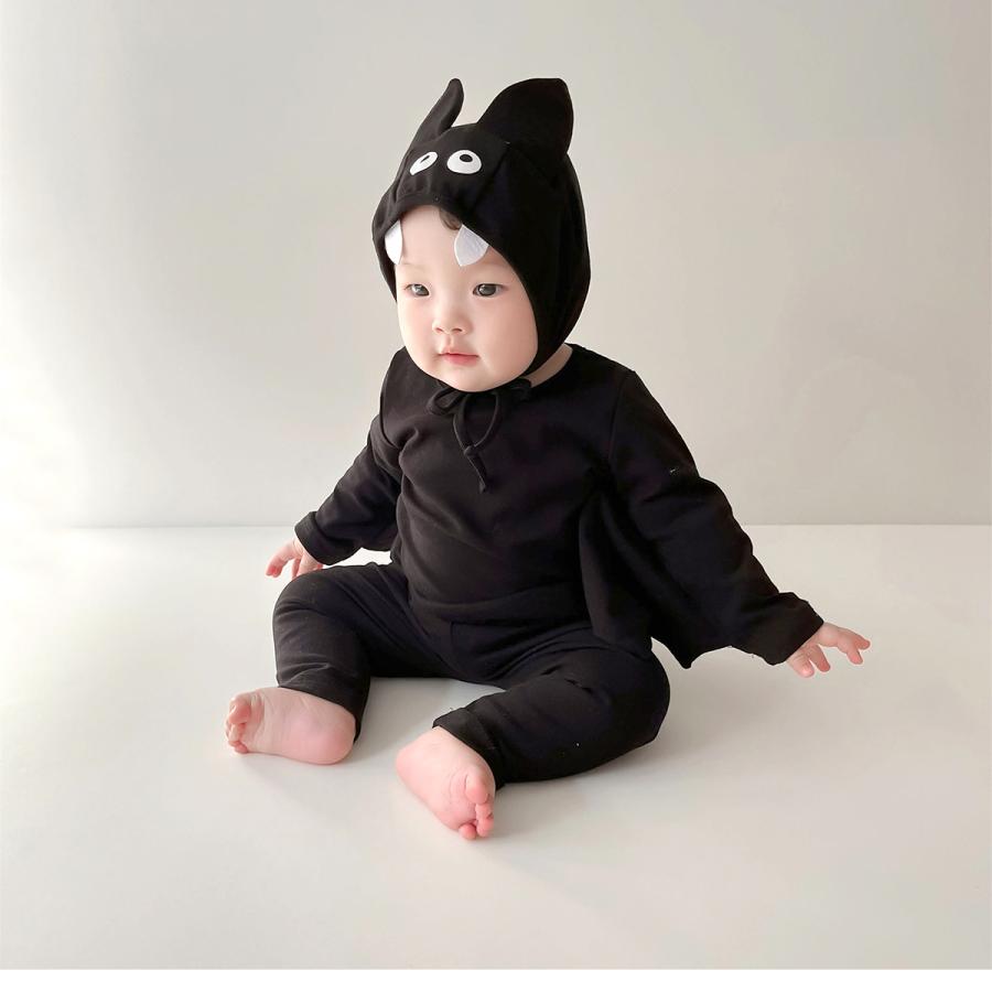 【値下げ・現品限り】 コウモリ ロンパース 着ぐるみ オムツ おむつ 衣装 ハロウィン ベビー コウモリ 着ぐるみ ロンパース 衣装 3点セット 子供