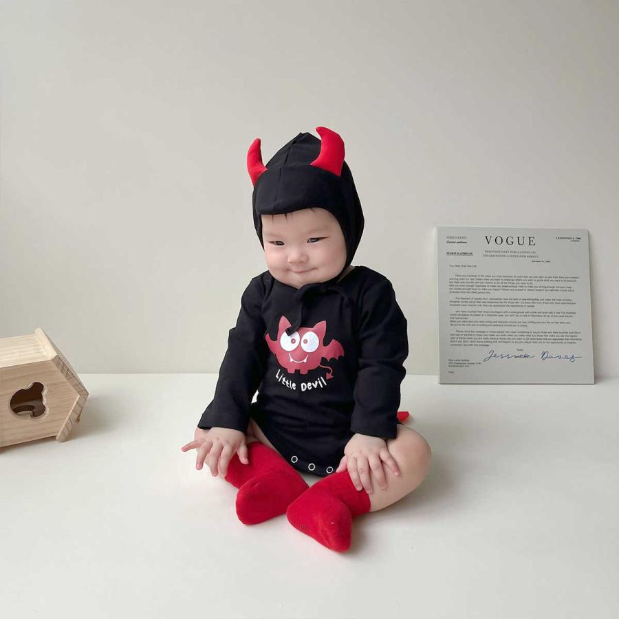 ハロウィン 衣装 ベビー デビル 小悪魔 ロンパース コウモリ