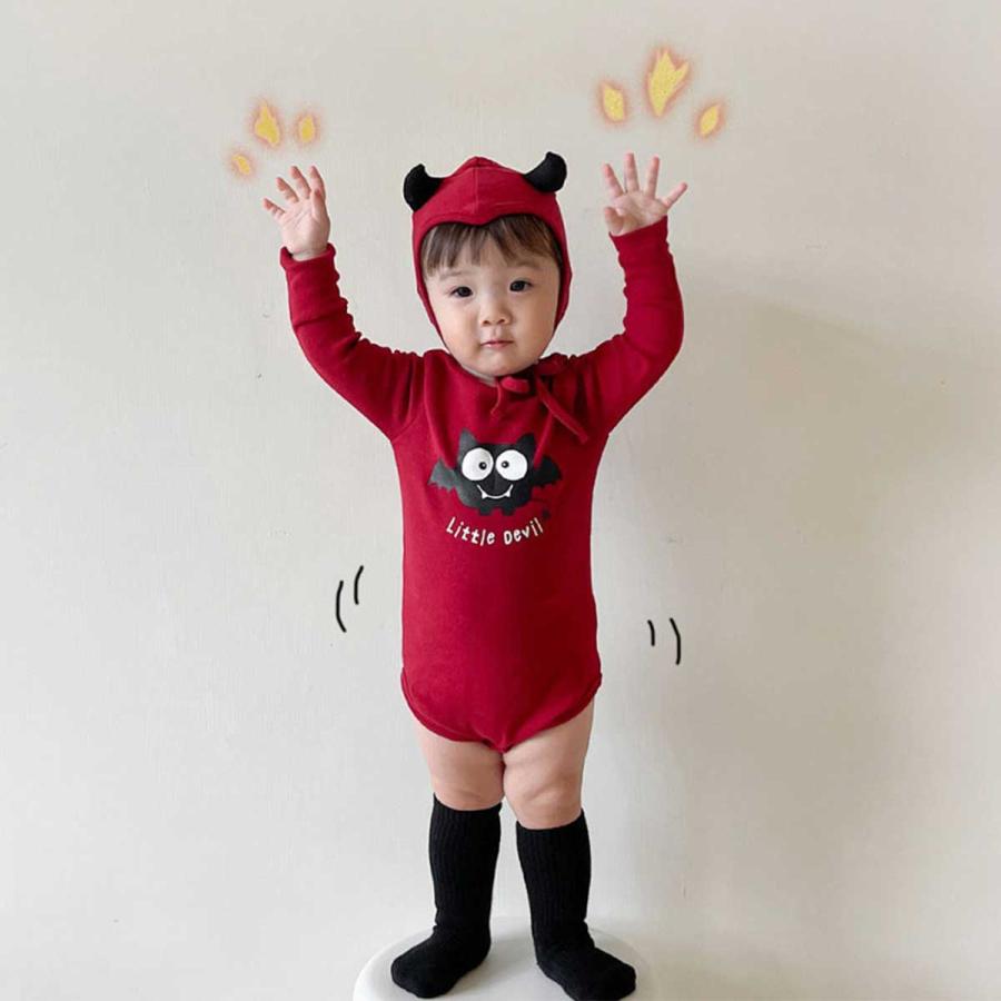 ハロウィン 衣装 ベビー デビル 小悪魔 ロンパース コウモリ