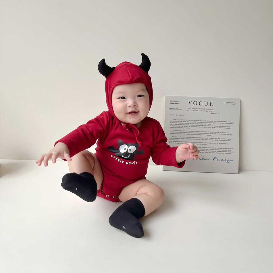 ハロウィン 衣装 ベビー デビル 小悪魔 ロンパース コウモリ