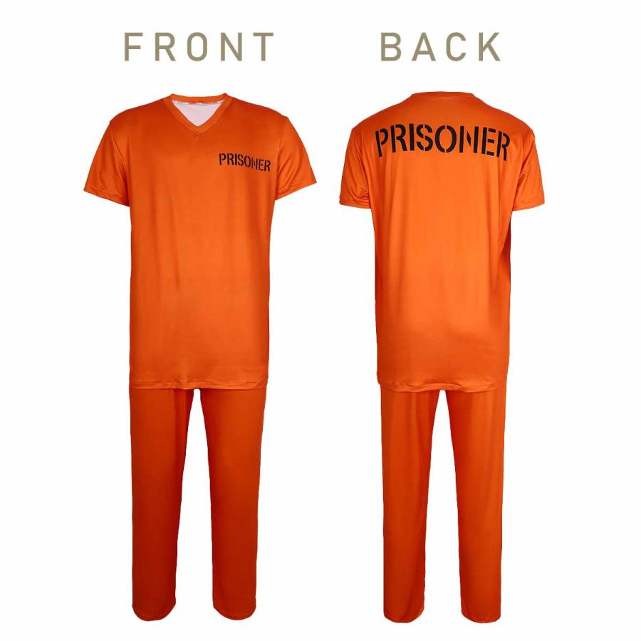 ハロウィン 囚人服 コスプレ オレンジ 囚人 衣装 半袖 仮装