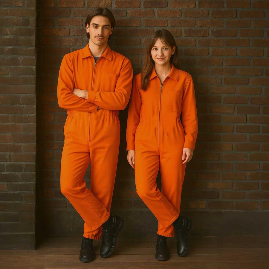 ハロウィン 囚人服 コスプレ オレンジ 囚人 仮装 衣装 コスチューム