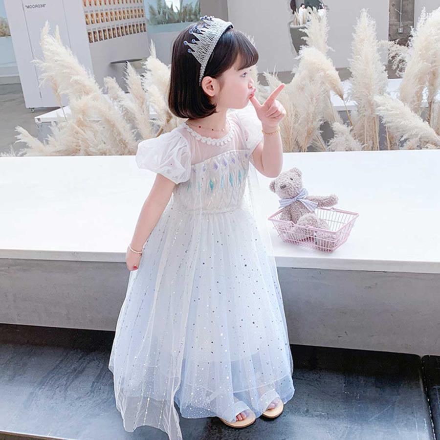 3点セット付き】エルサ ドレス 子供 キッズ 雪の女王 長袖 半袖 衣装