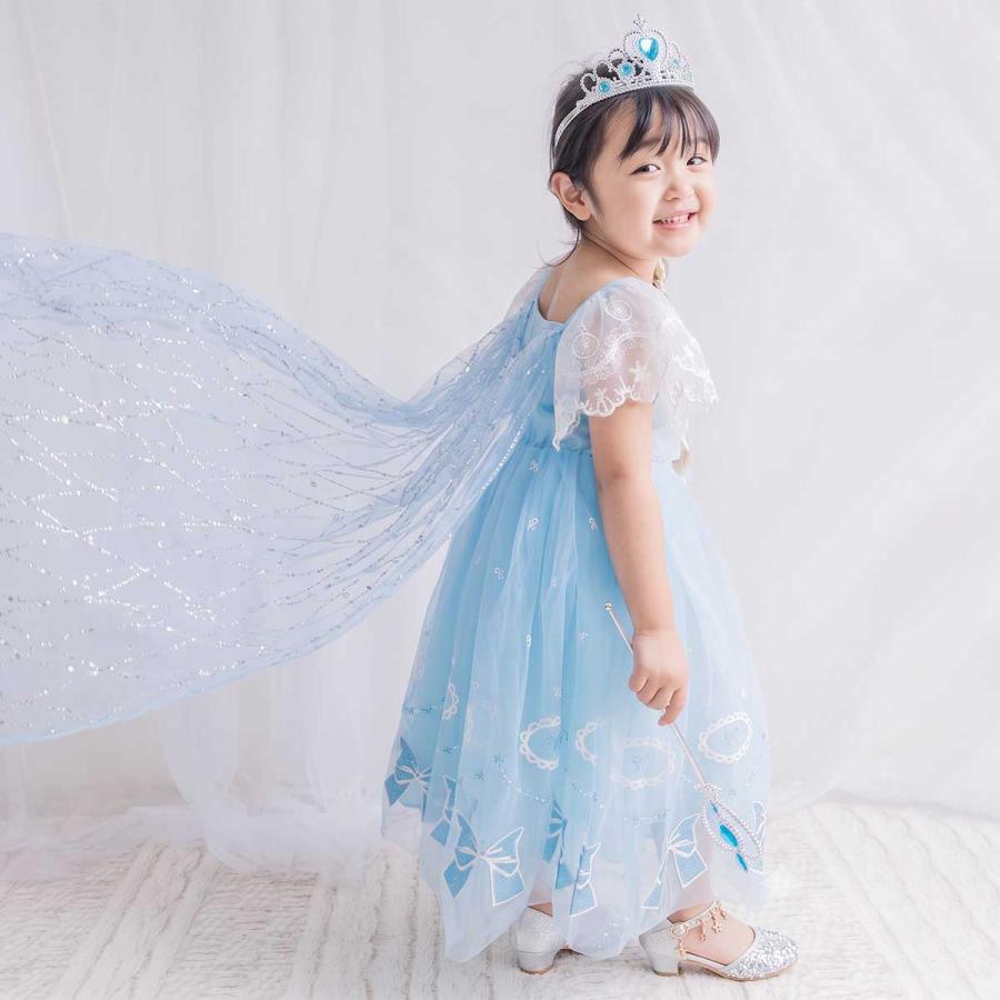 3点セット付き】エルサ ドレス 子供 キッズ 雪の女王 長袖 半袖 衣装