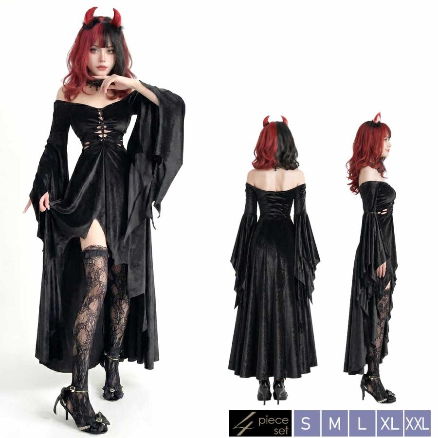 4点セット】 悪魔 コスプレ デビル ハロウィン セクシー 魔女 衣装