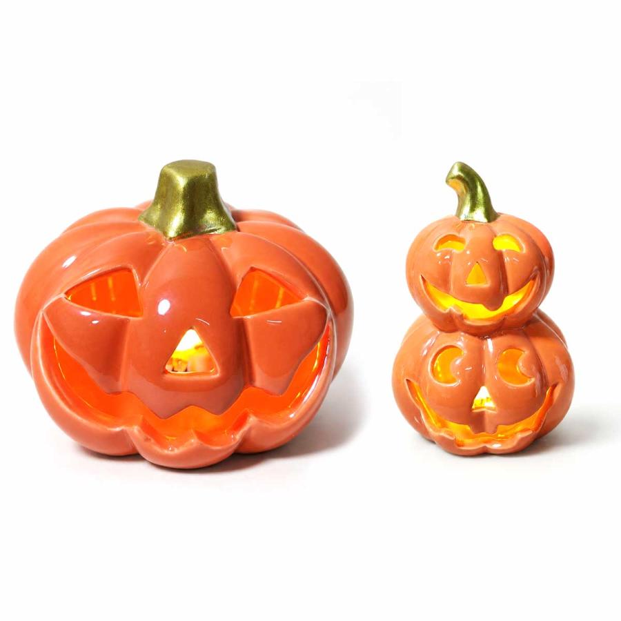2種セット】 ハロウィン 飾り 陶器 かぼちゃ ランタン 置き物 飾り付け