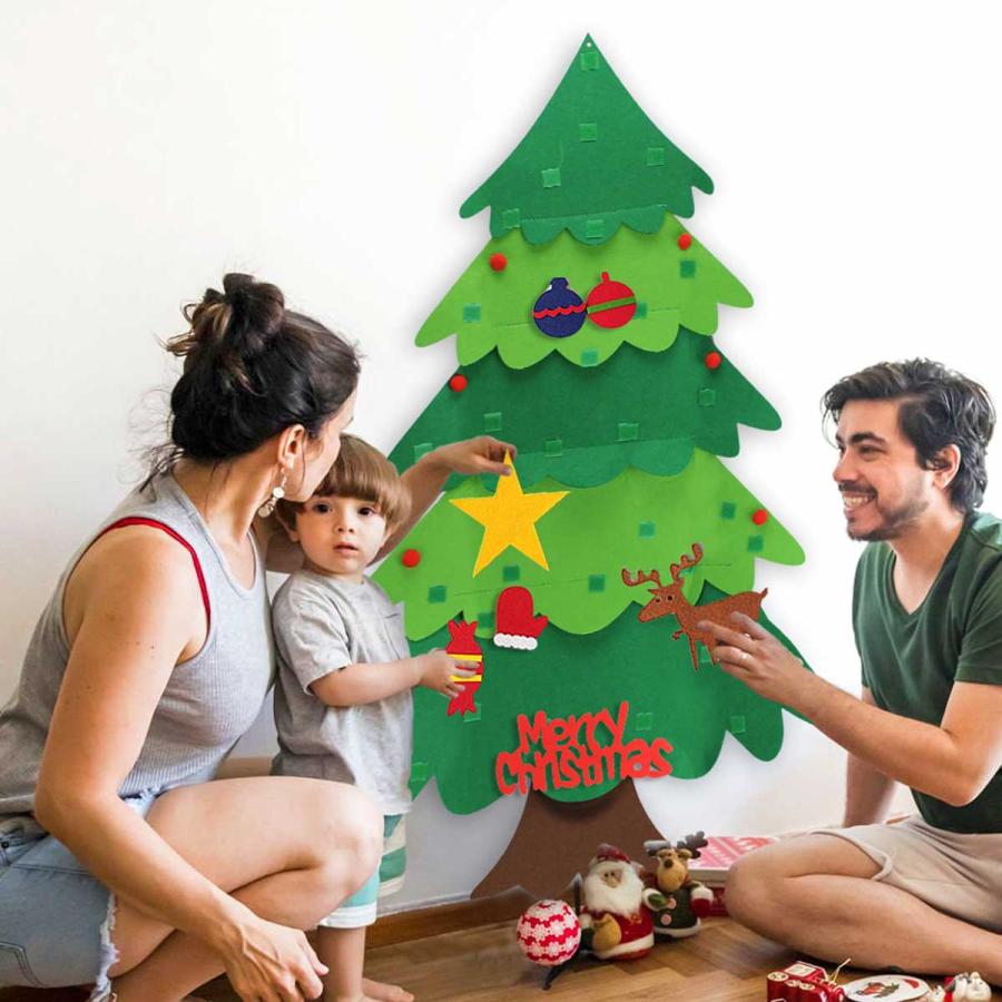 クリスマスツリー フェルト 壁掛け クリスマス 布 タペストリー 手作り
