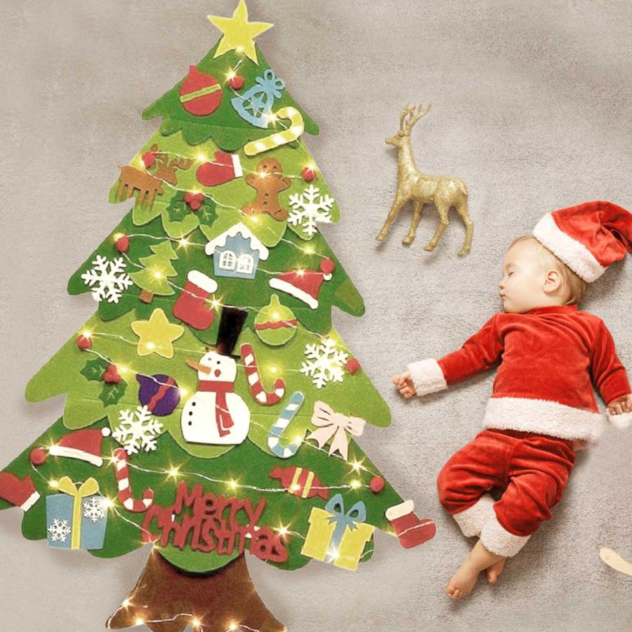 クリスマスツリー フェルト 壁掛け クリスマス 布 タペストリー 手作り